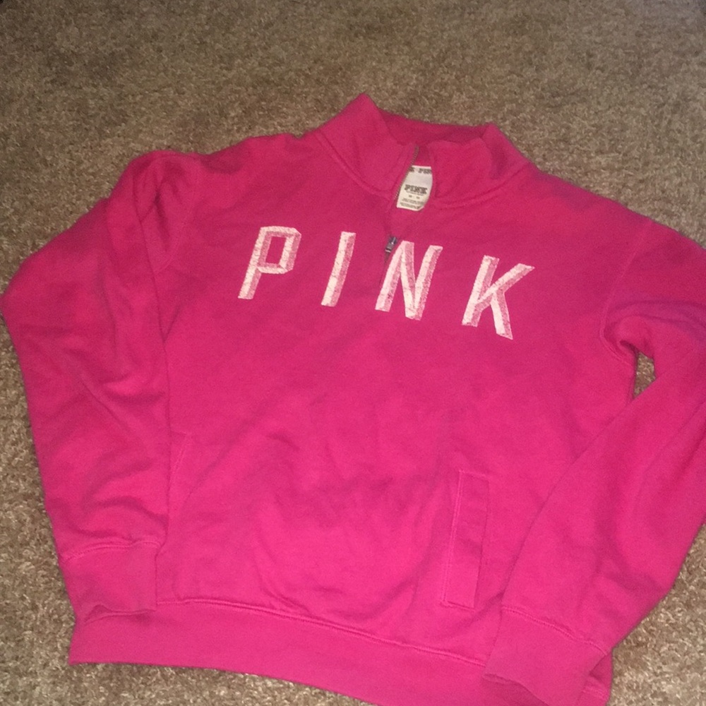 Pink quarter zip sweatshirt